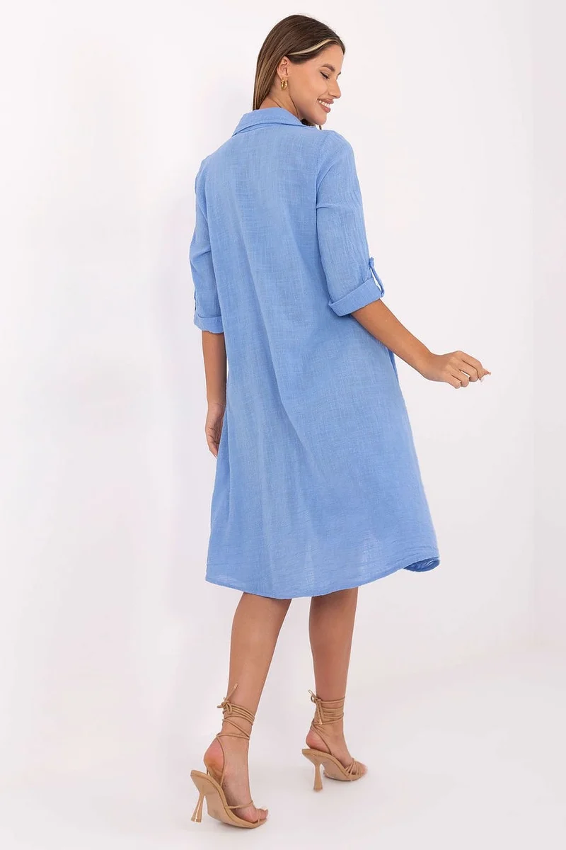 Robe été bleue courte asymétrique