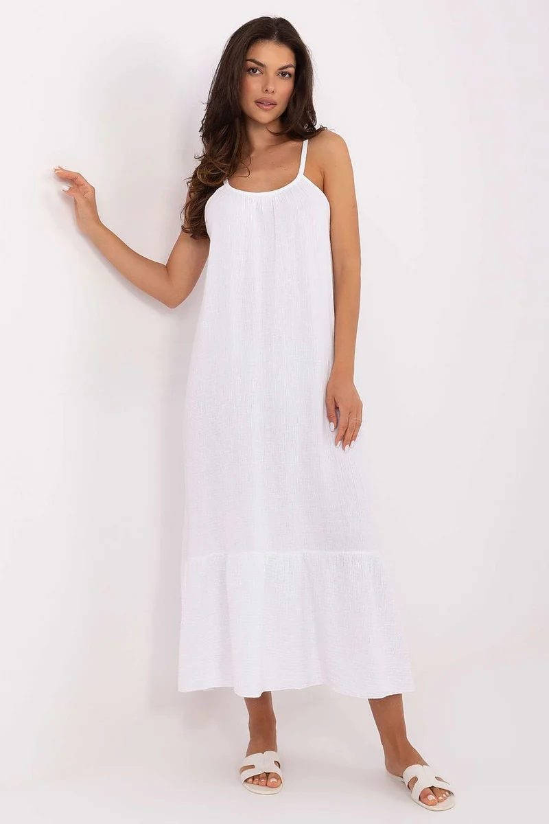 Robe longue d’été fluide blanche dos nu