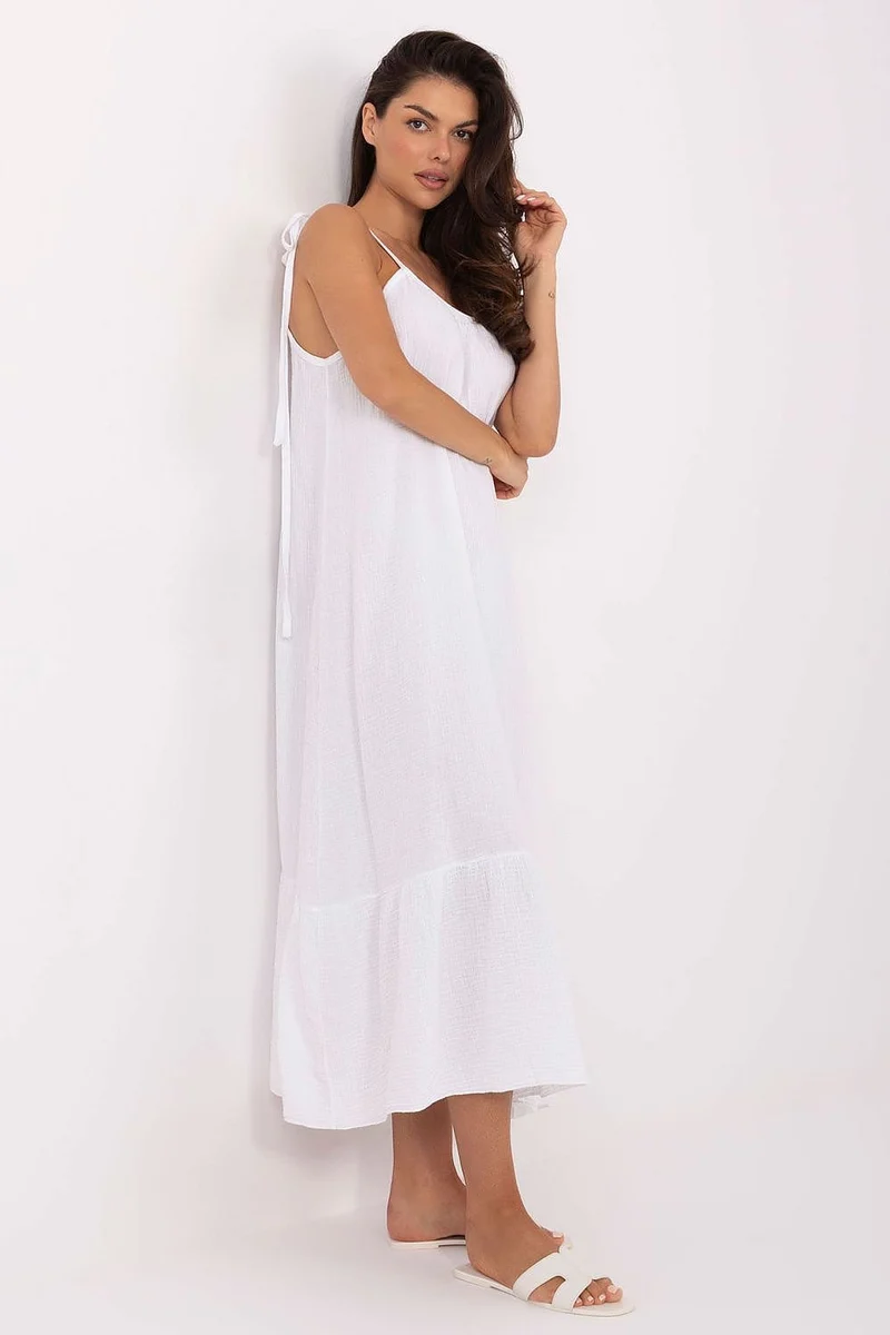 Robe longue d’été fluide blanche dos nu