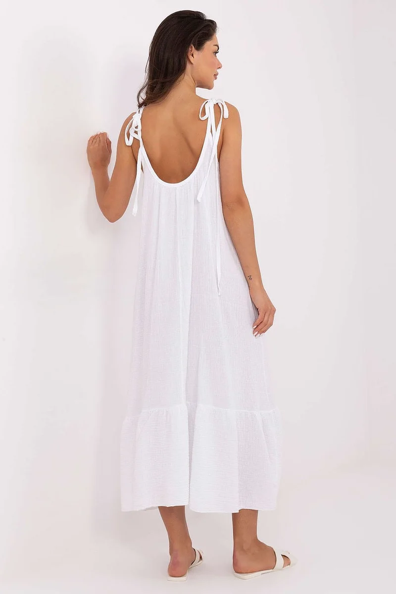 Robe longue d’été fluide blanche dos nu