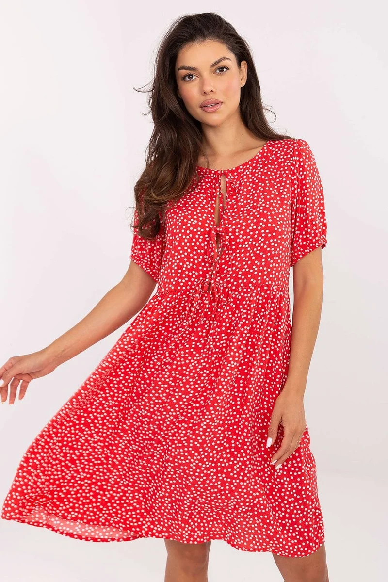 Robe d'été rouge à pois fluide
