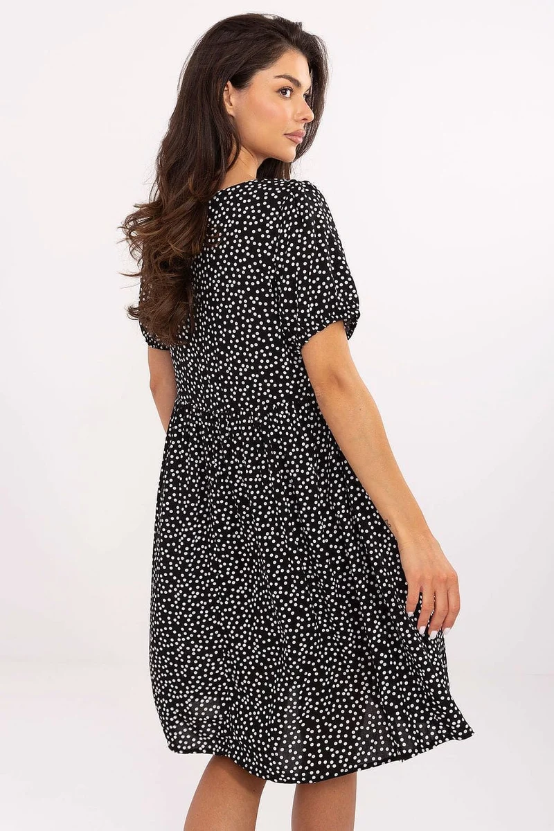 Robe d’été courte fluide à pois noir