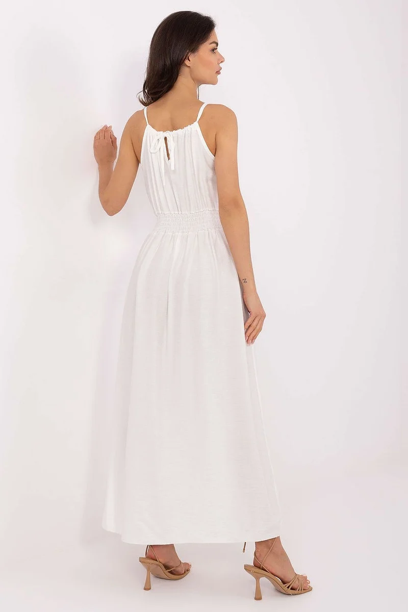 Robe bohème longue fendue sans manches