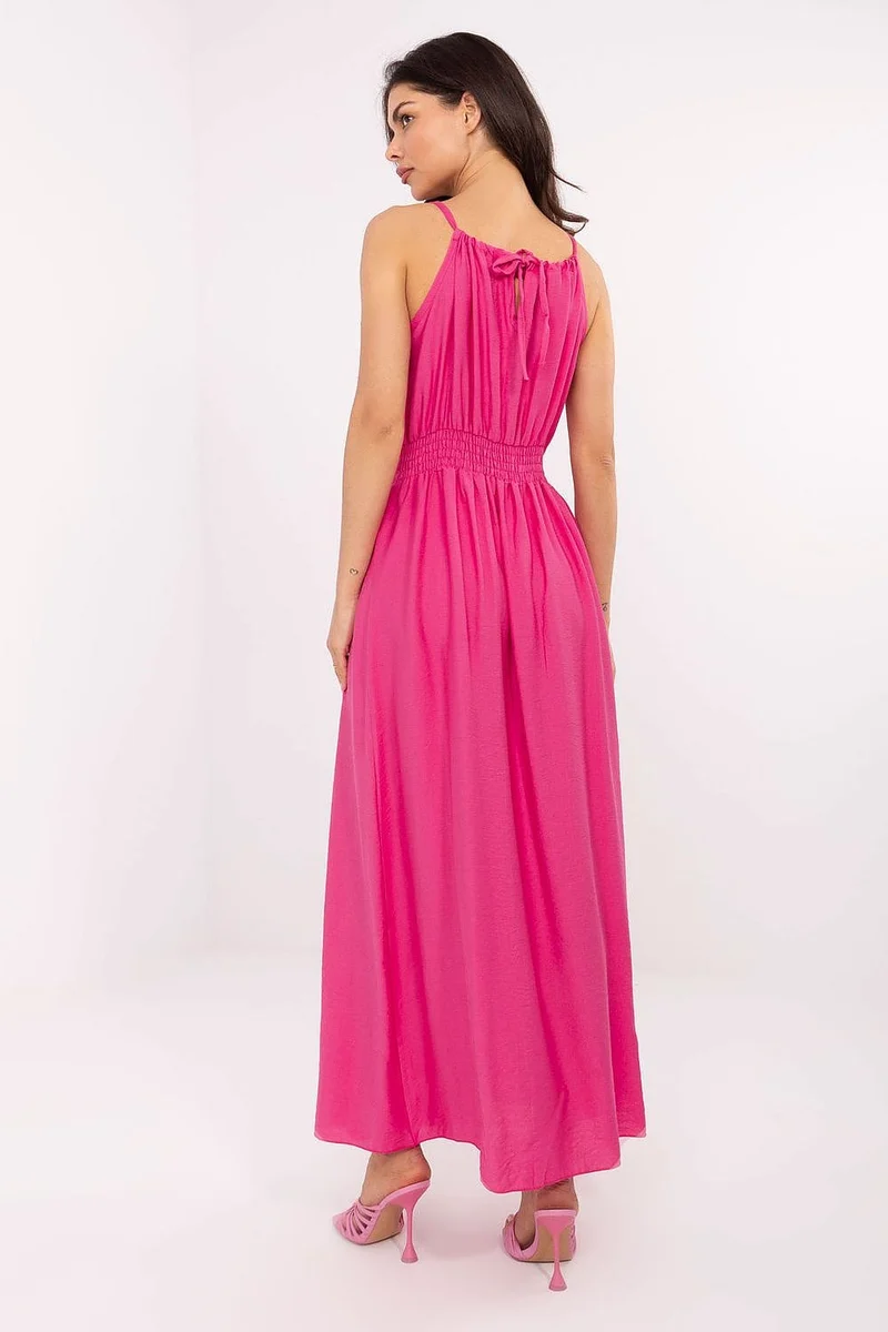 Robe bohème longue fendue sans manches