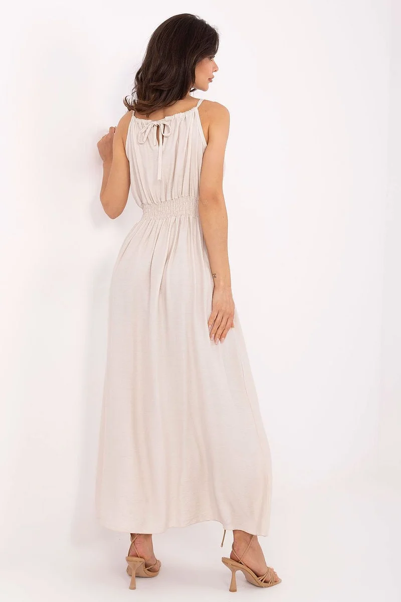 Robe bohème longue fendue sans manches