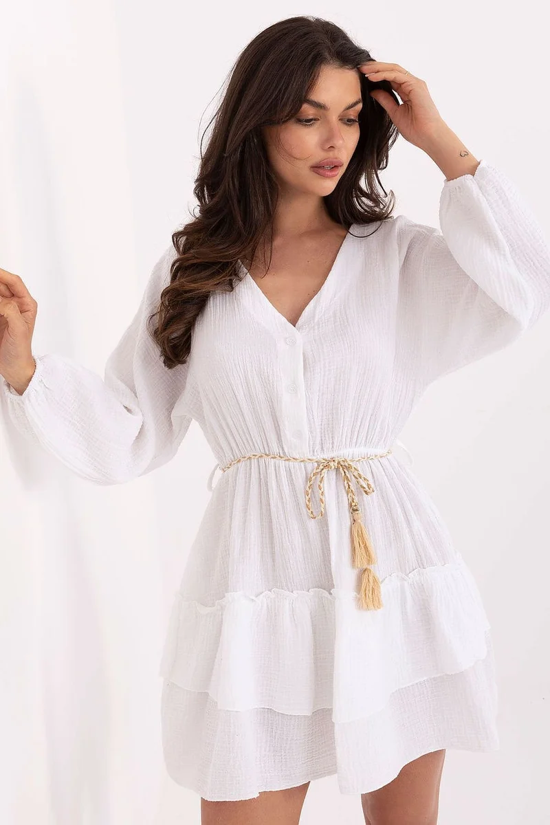 Robe de plage courte bohème manches longues