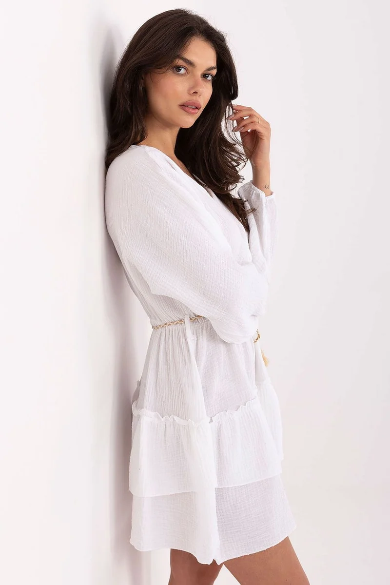 Robe de plage courte bohème manches longues