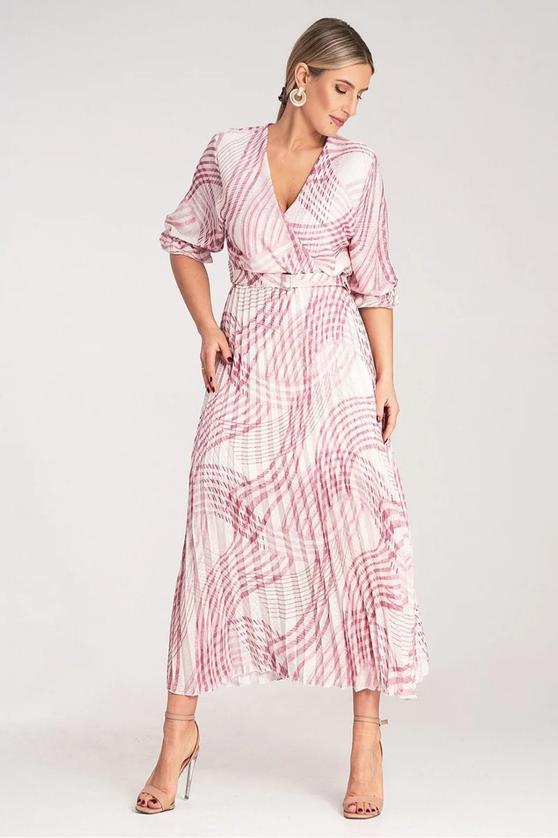 Robe casual rose fluide plissée