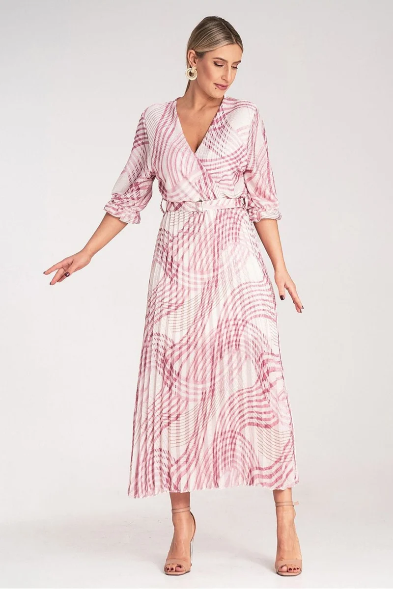 Robe casual rose fluide plissée