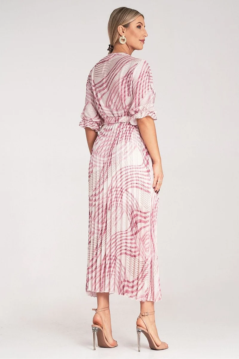 Robe casual rose fluide plissée
