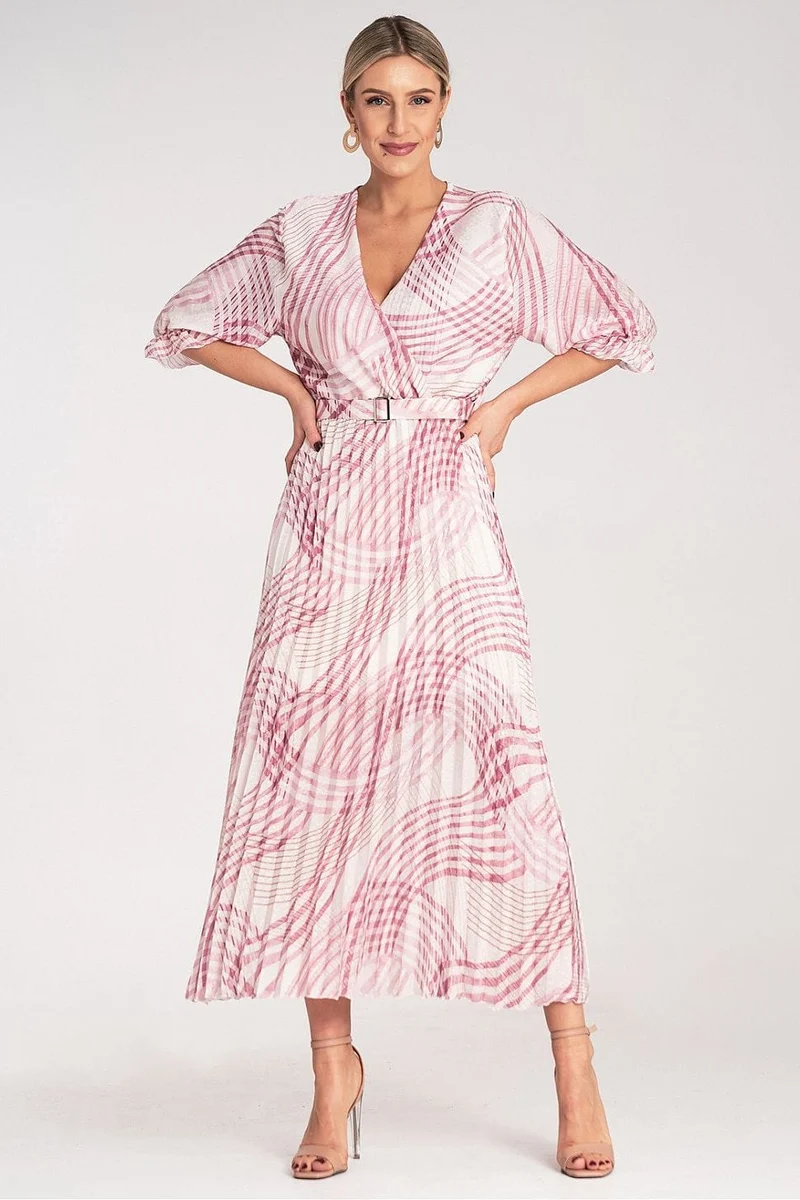 Robe casual rose fluide plissée
