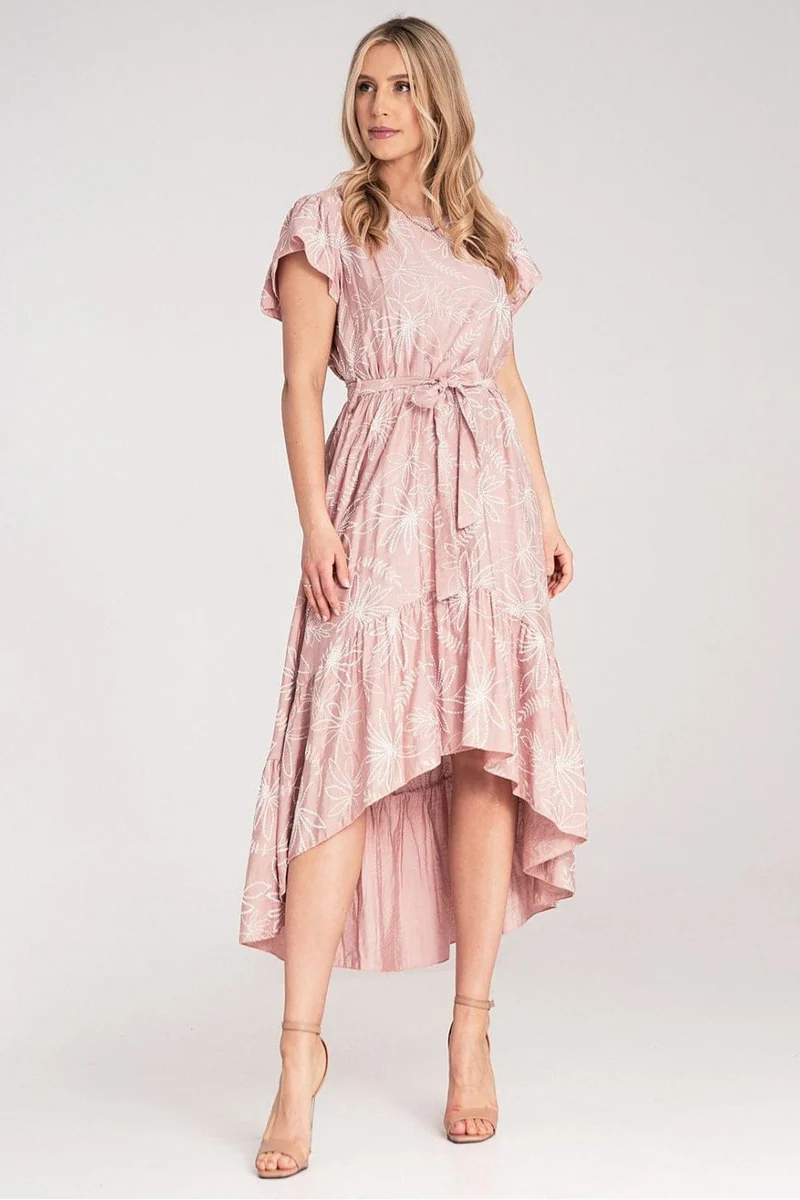 Robe été bohème asymétrique rose