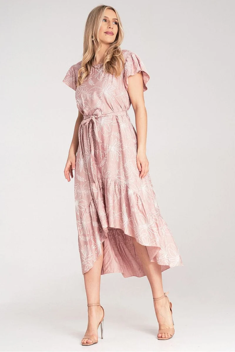 Robe été bohème asymétrique rose