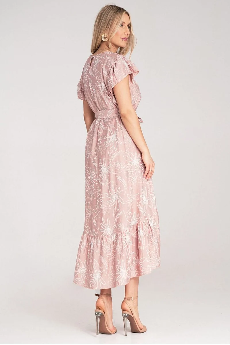 Robe été bohème asymétrique rose