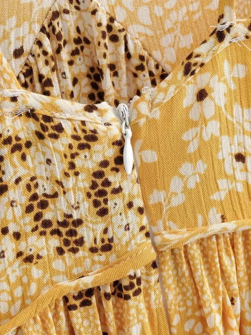 Robe été jaune courte dos nu