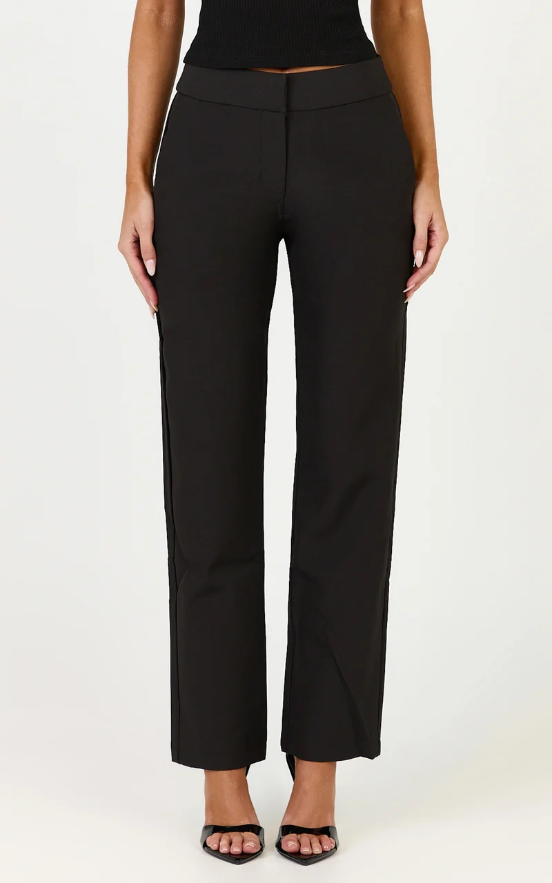 Neema Pants - Mid Rise Straight Leg Pants in Black