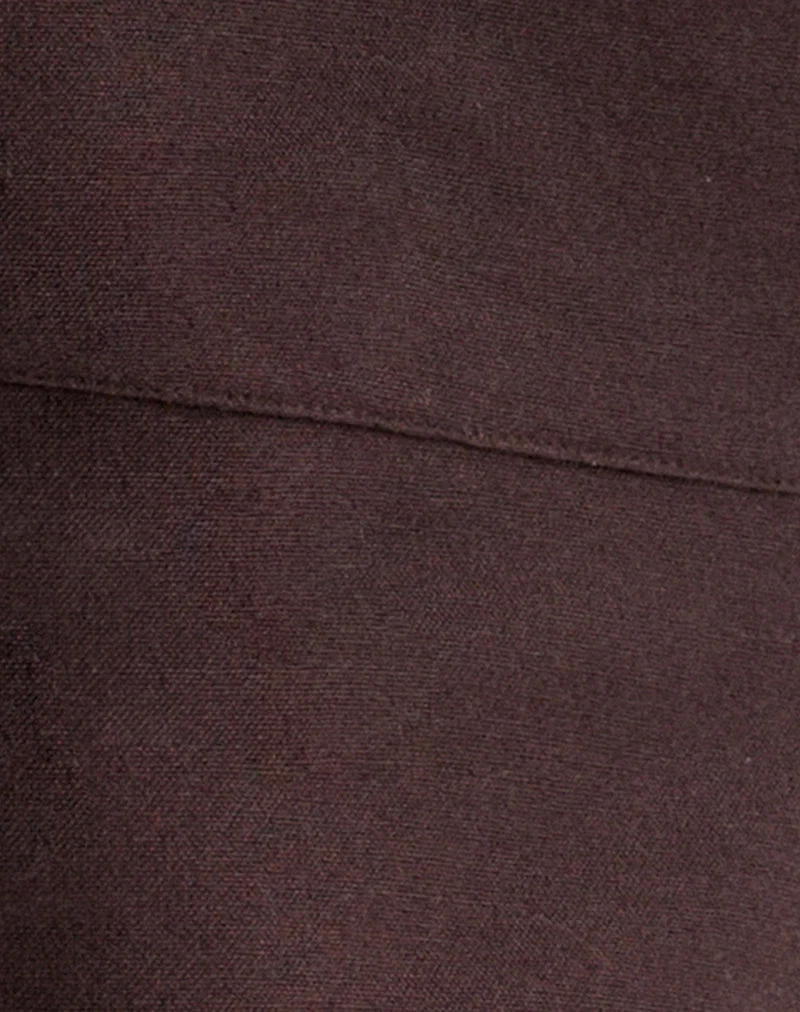 Pantalon Olesy en lin couleur acajou foncé