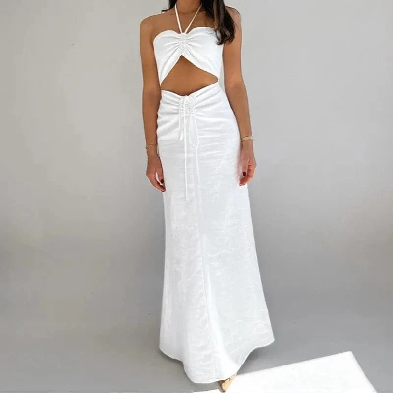 Robe été blanche longue sans manches