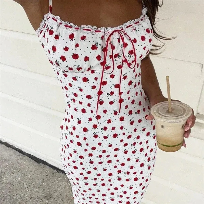 Robe été longue moulante motif fleuri
