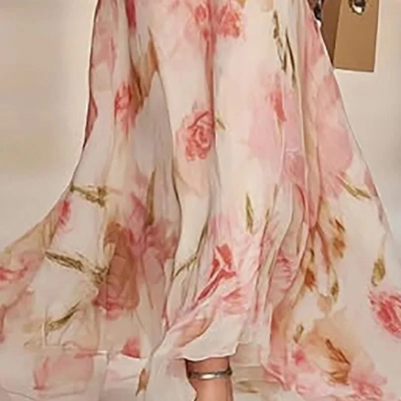 Robe de soirée fleurie longue fluide