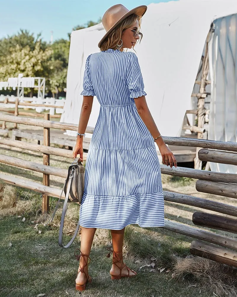 Robe été champêtre à rayures