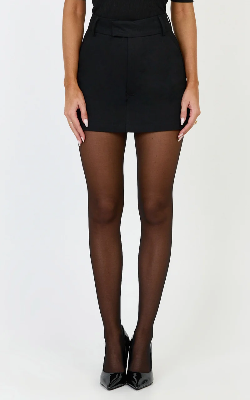 Virginia Skort - Mid Waisted Tailored Skort in Black