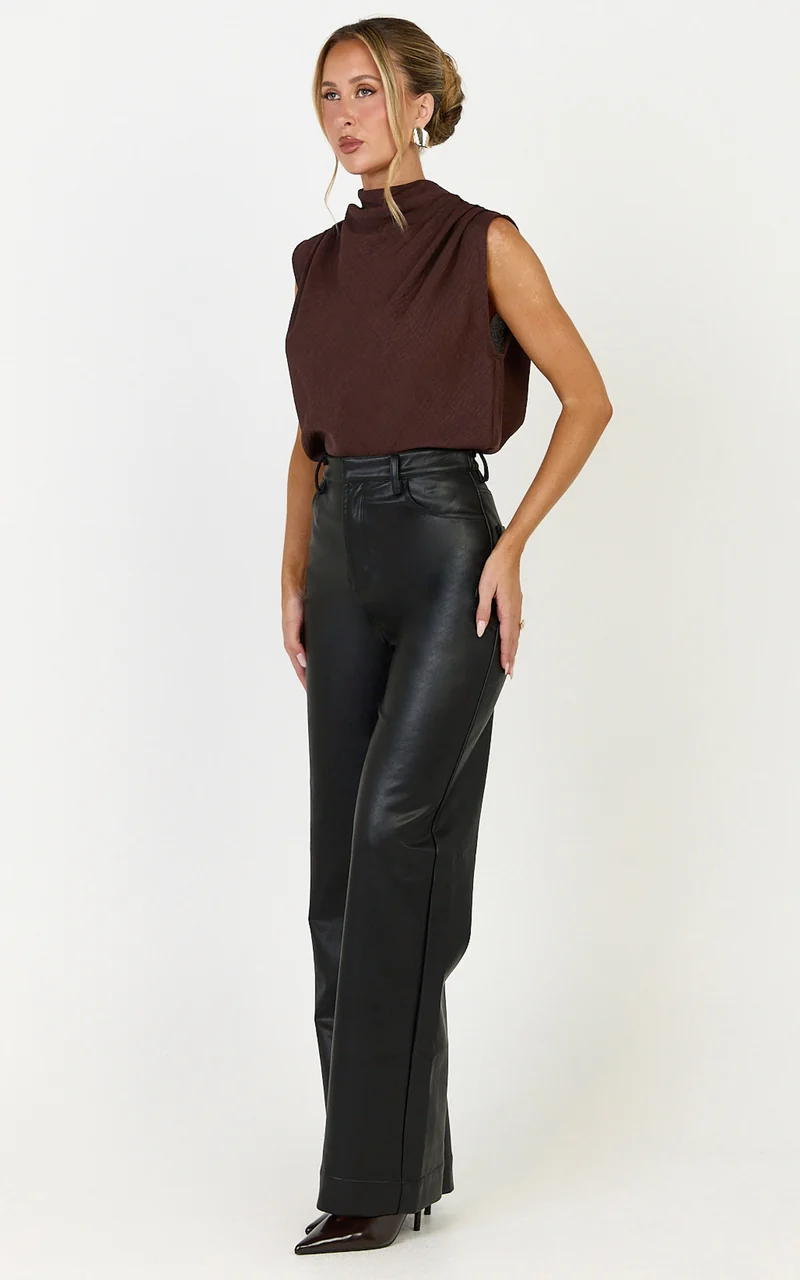 Arianae Top - High Neck Top in Brown