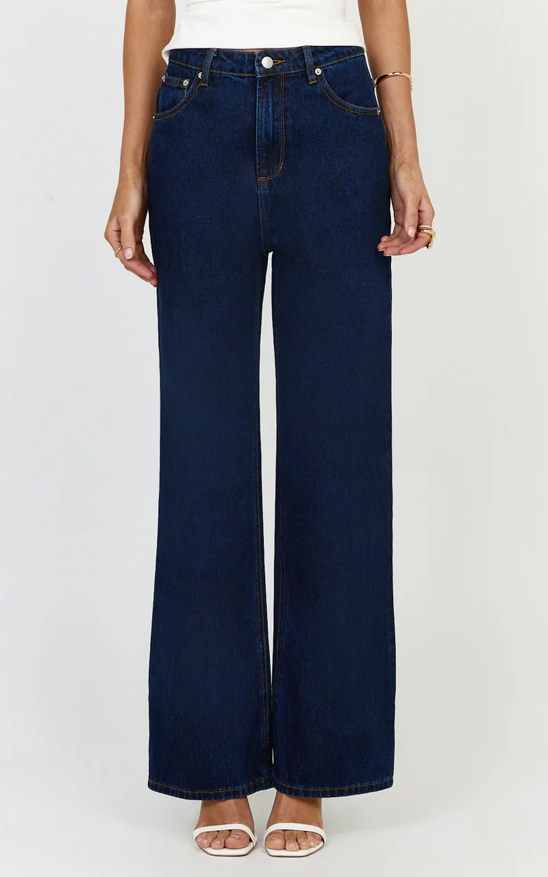 Cole Jeans - High Waist Relaxed Wide Leg Recycled Denim Jeans in Dark Blue