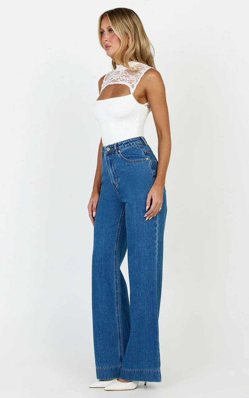Blanche Top - Cut Out Lace Top in White