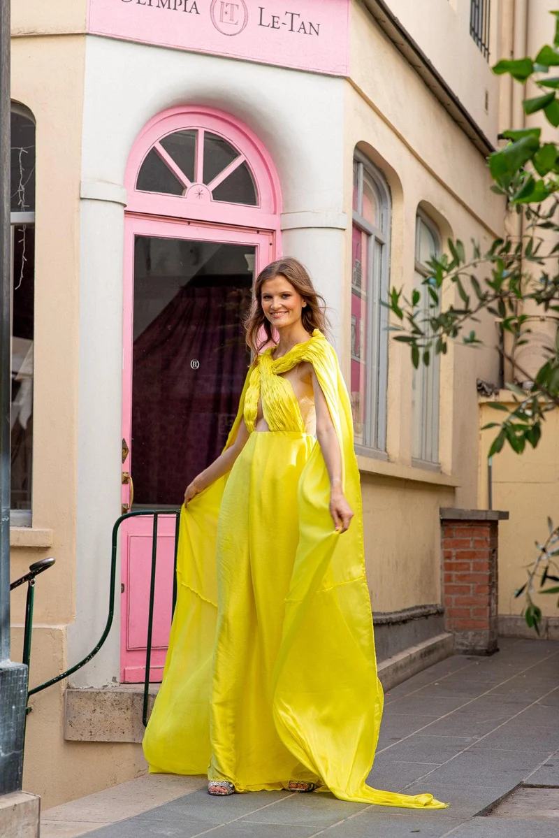 Robe longue jaune Pely