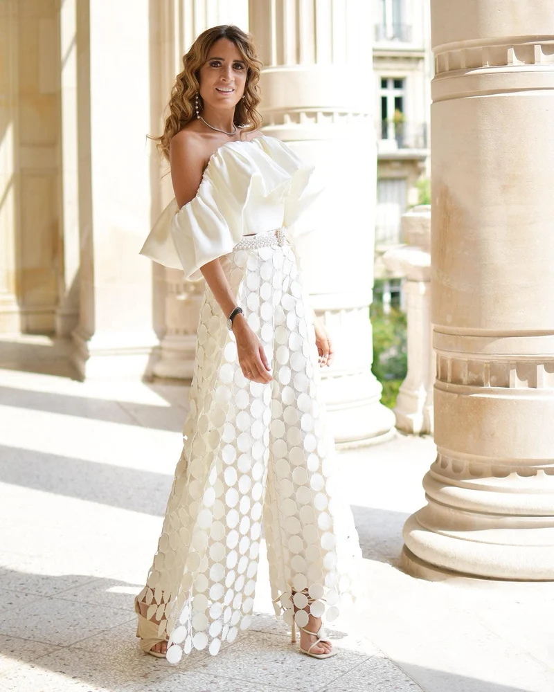 Pantalon œillet blanc