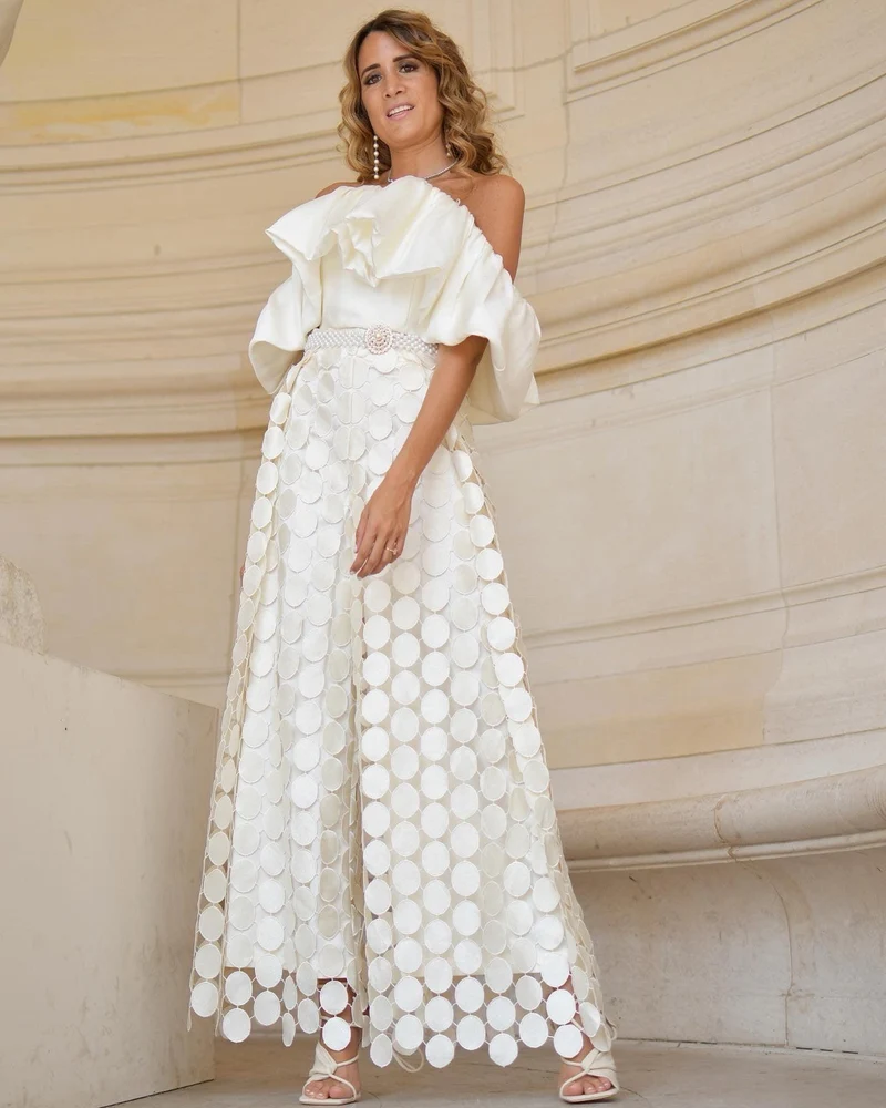 Pantalon œillet blanc