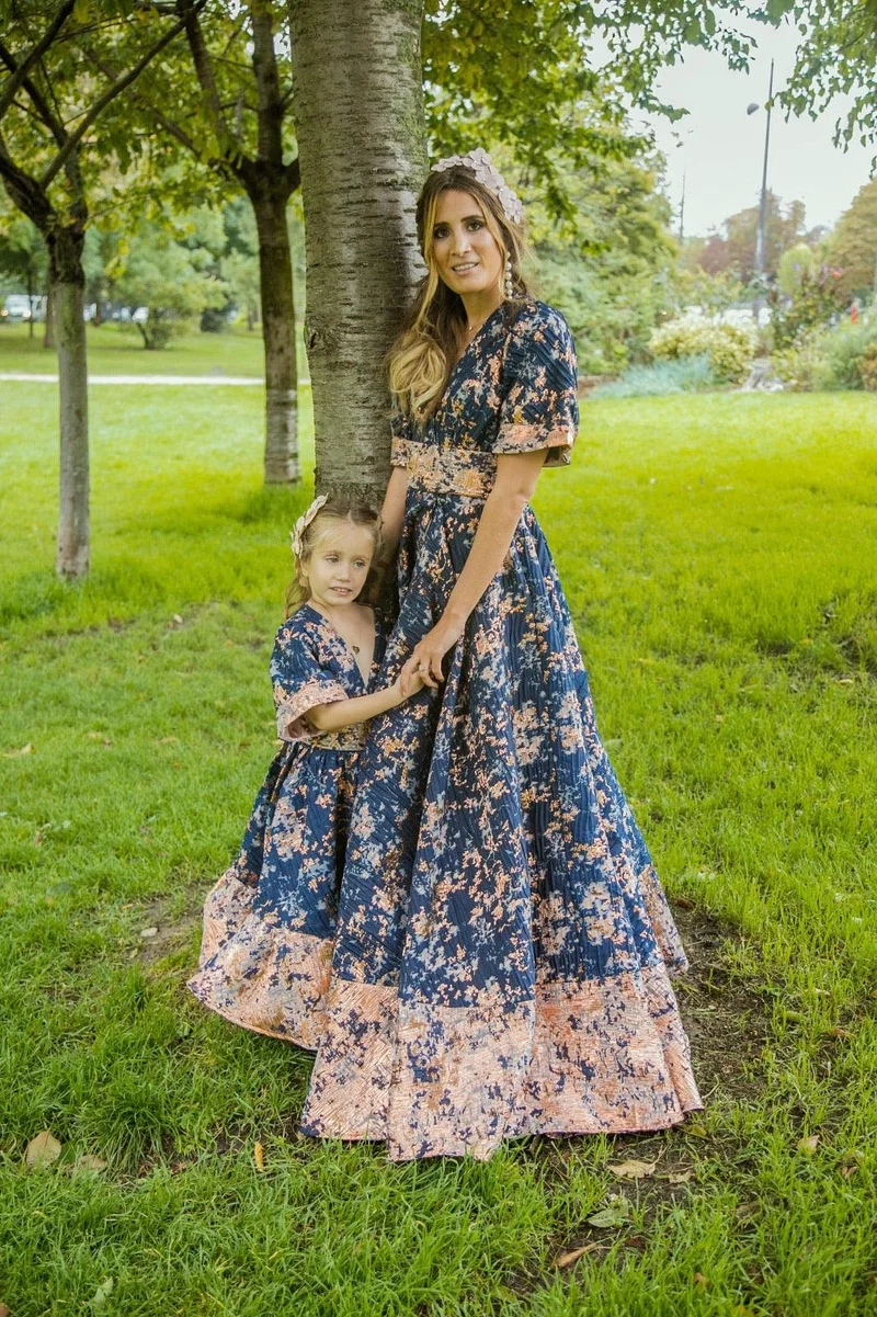Robe jacquard bleue marine