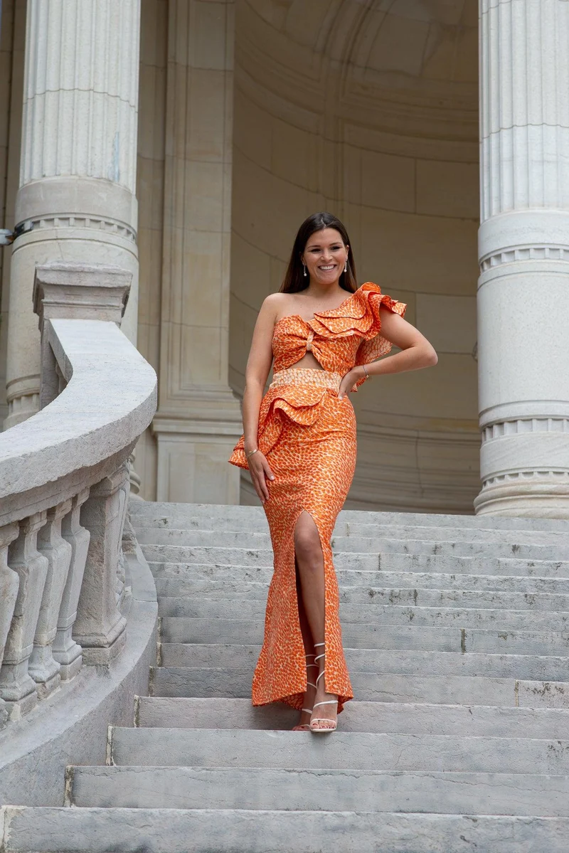 Jupe Ortiz orange forme droite