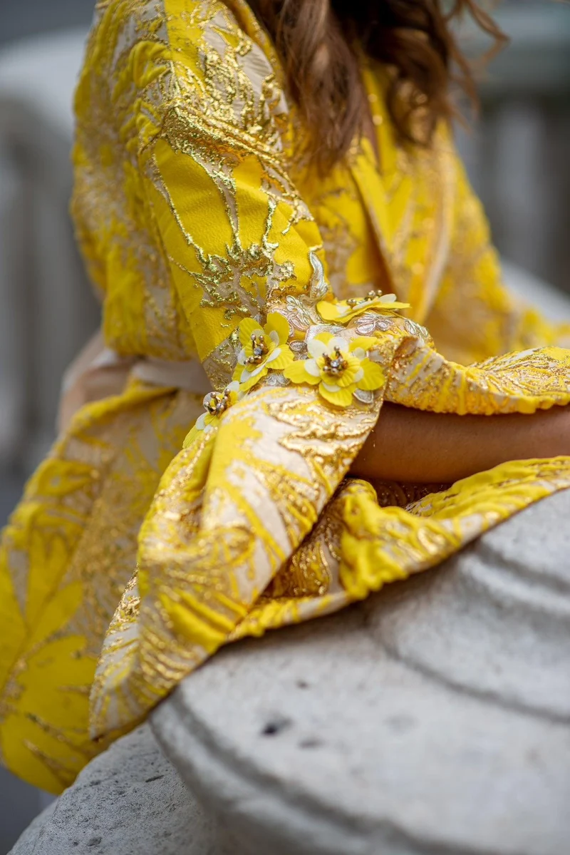 Veste en jacquard jaune