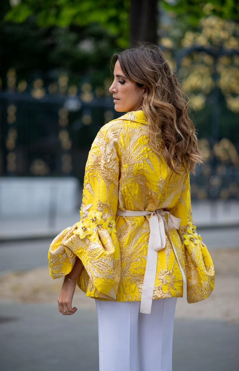 Veste en jacquard jaune