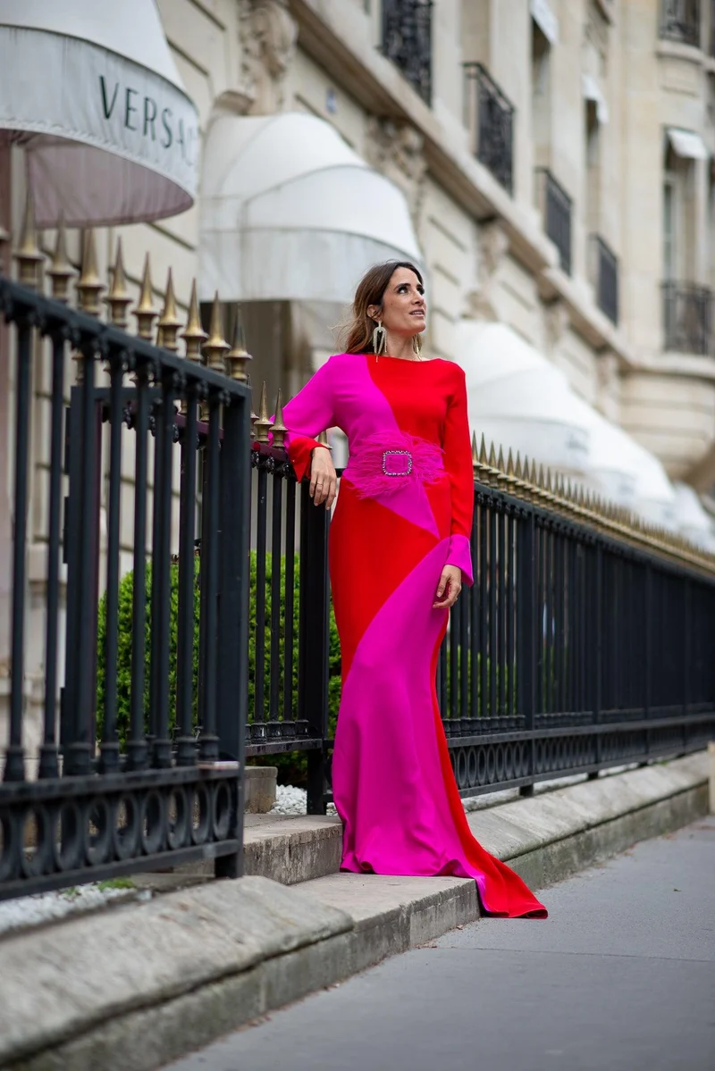 Robe Georgia bicolore rouge et fuschia