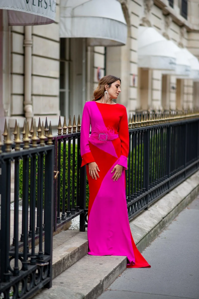 Robe Georgia bicolore rouge et fuschia
