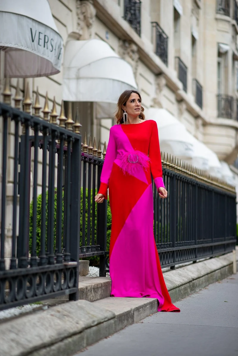 Robe Georgia bicolore rouge et fuschia