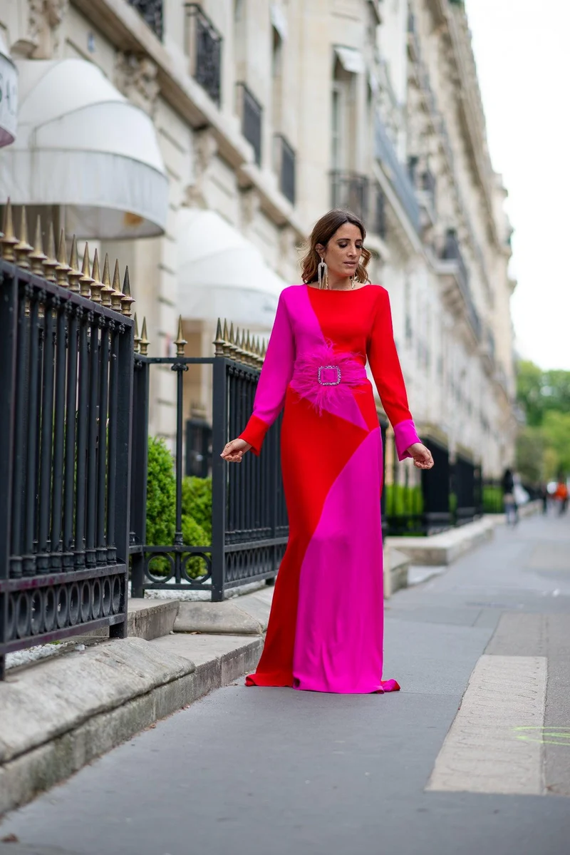 Robe Georgia bicolore rouge et fuschia