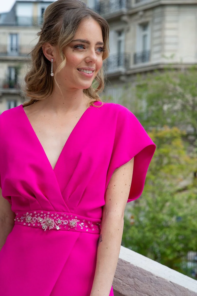 Ensemble Lamya pantalon fuchsia a details bijoux