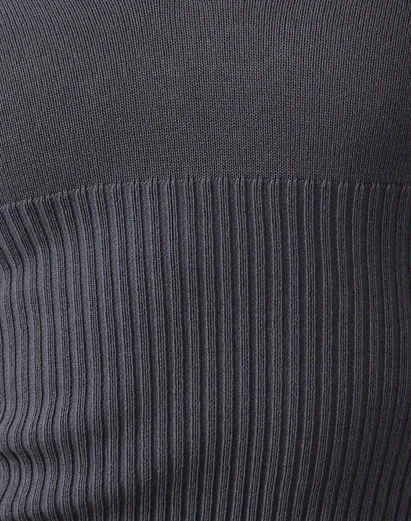 Darya Long Sleeve Knit Top in Slate Grey (Top à manches longues en tricot, gris ardoise)
