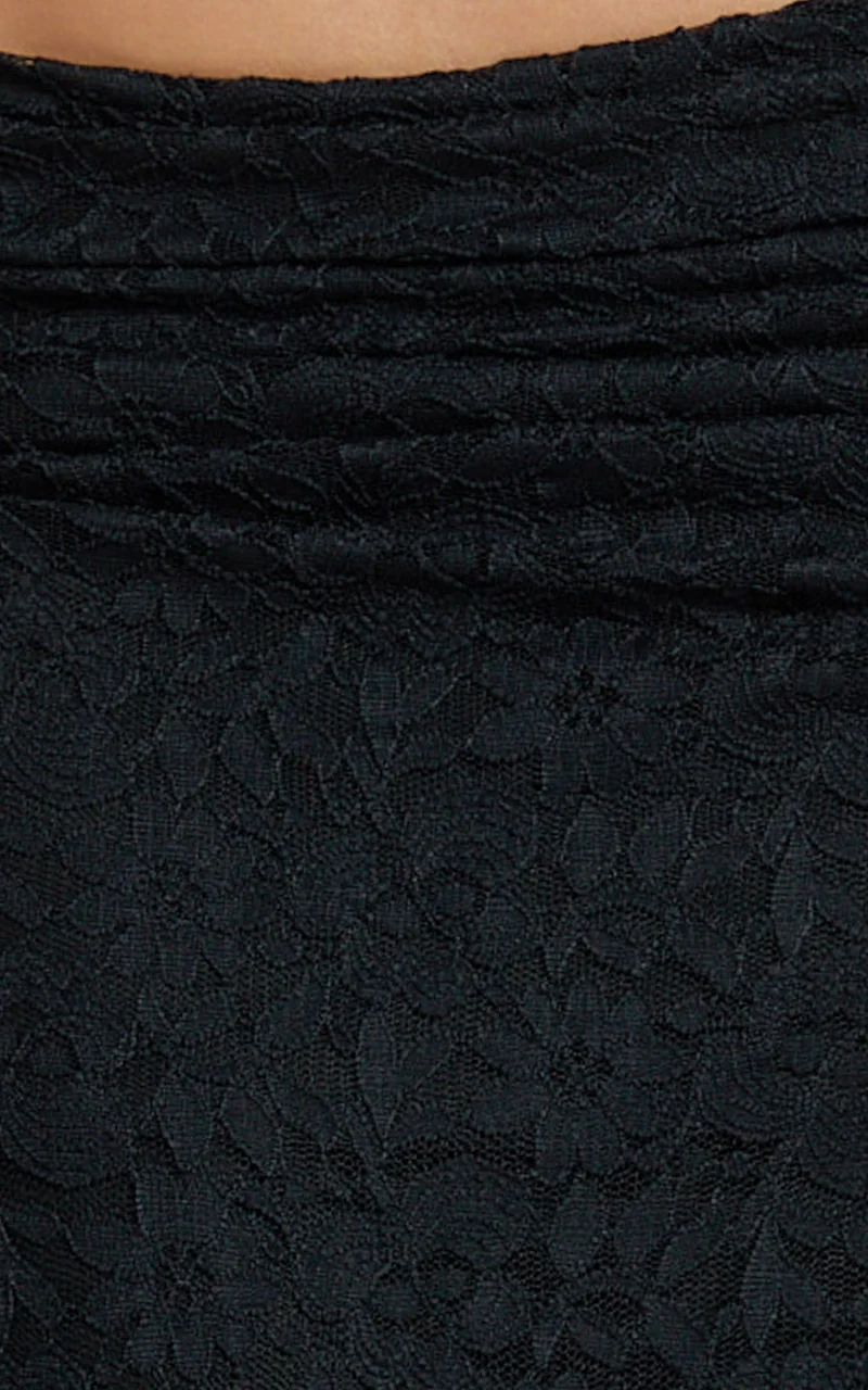 Andrea Two Piece Top and Skirt Set - Lace Cami Top And Midi Skirt in Black