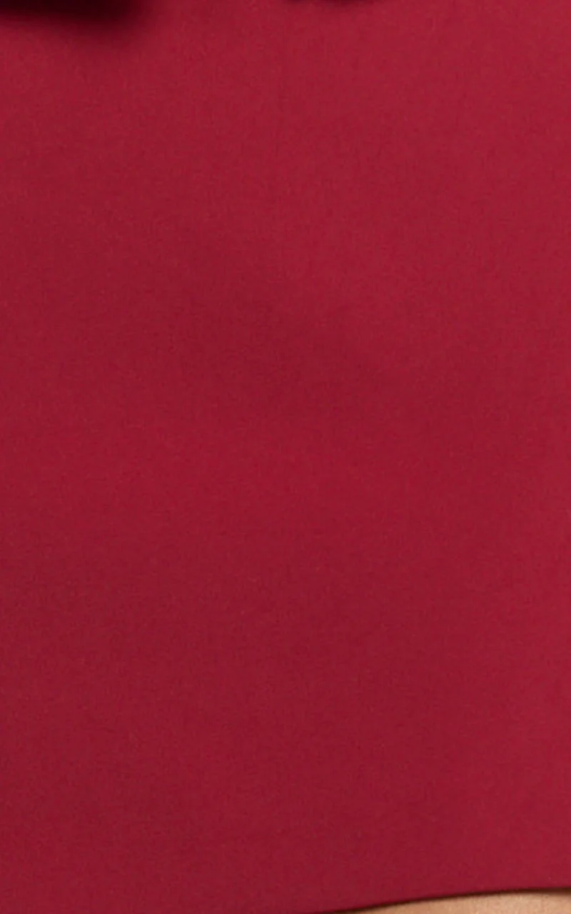 Mikey Mini Skirt - Mid Waisted Tailored A Line Skirt in Red