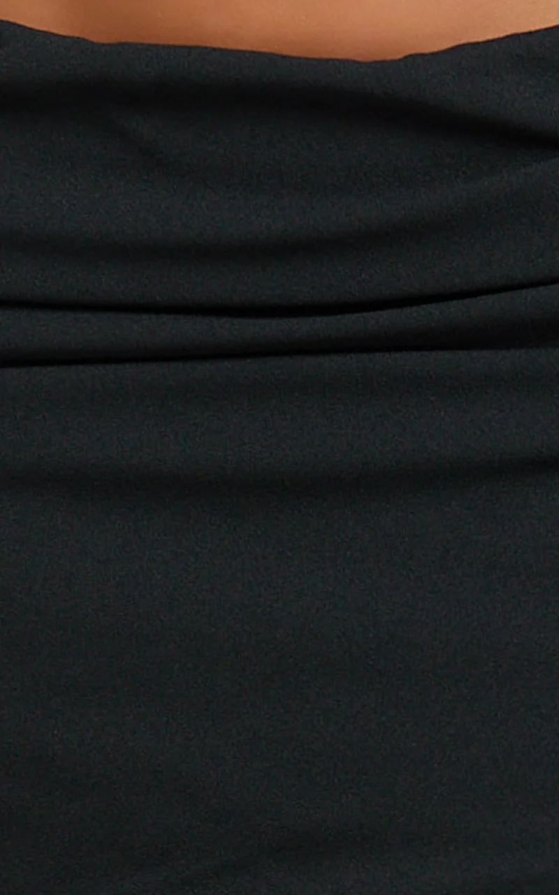 Cleo Mini Skirt - Mid Waisted Gathered Skirt in Black