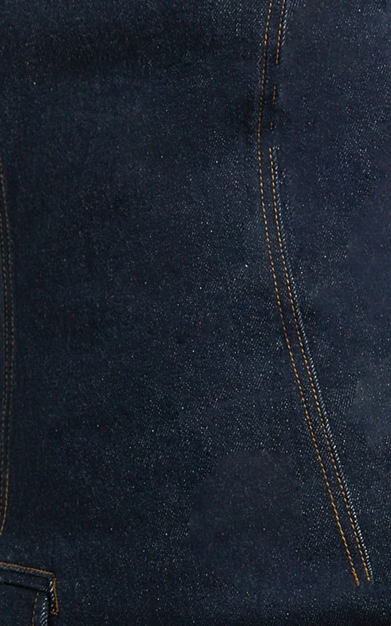Rebecca Mini Dress - Denim Button Wrap Front Skirt Dress in Dark Blue Wash