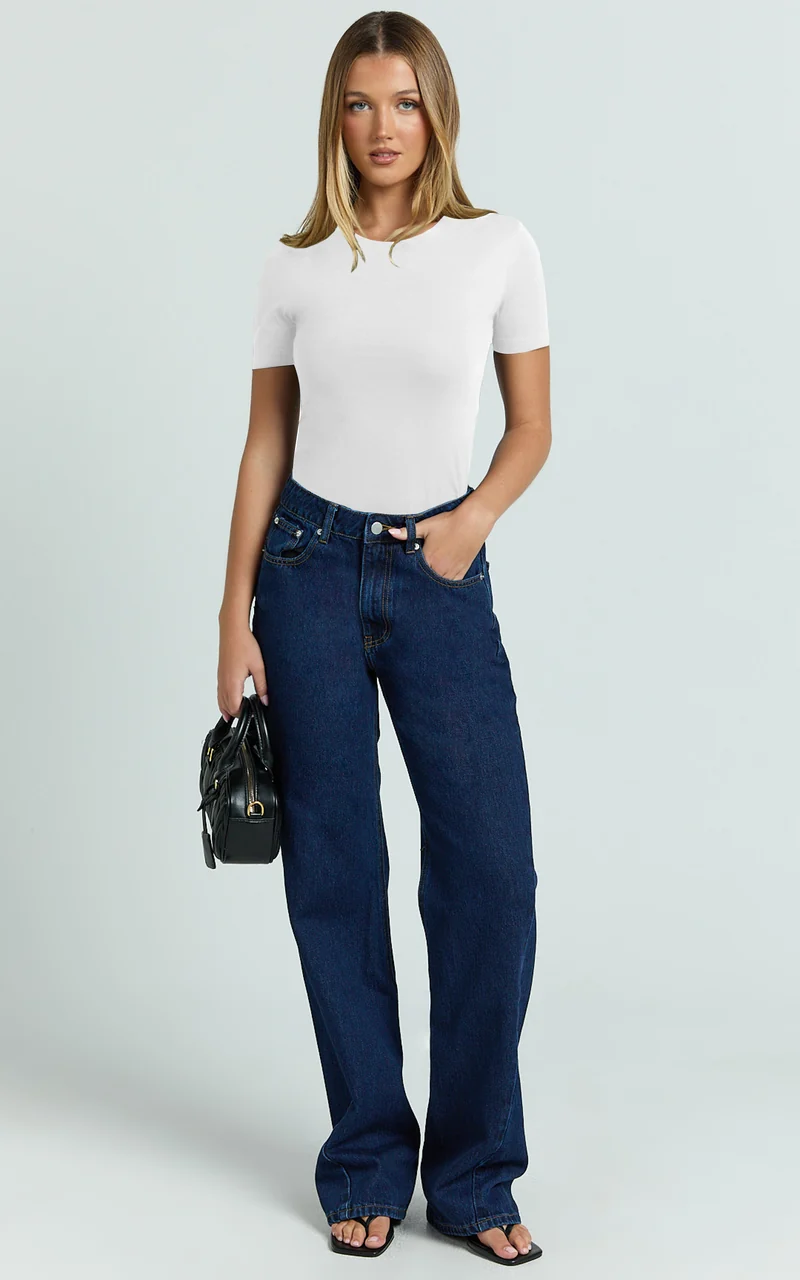Whitney Tee Shirt - High Crew Neck in White