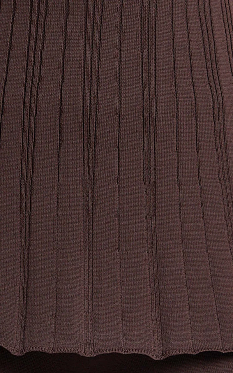 Elodie Two Piece Set - Rib Knit Top and Pant Set in Chocolate