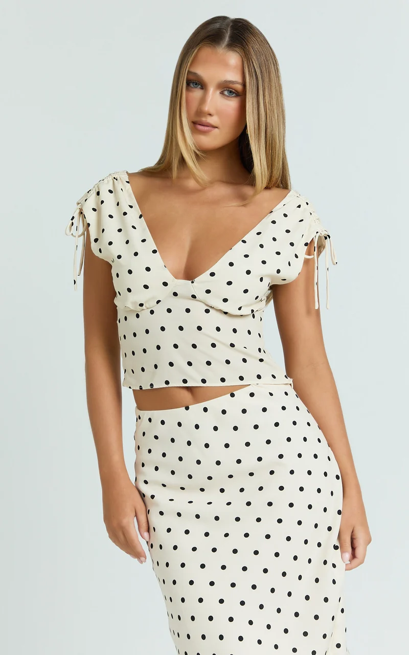Elise Top - Gather Bust and Shoulder Strap Top in White