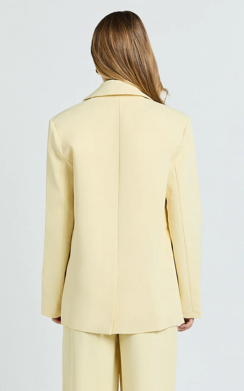 Selena Blazer - Oversized Single Breasted Blazer in Lemon